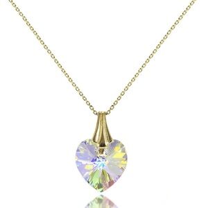 Crystal Heart Pendant (Gold and Aurora Borealis)